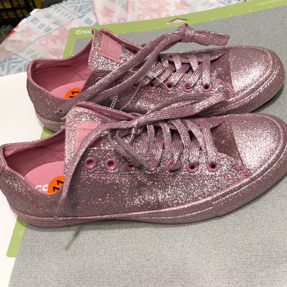 pink converse with glitter
